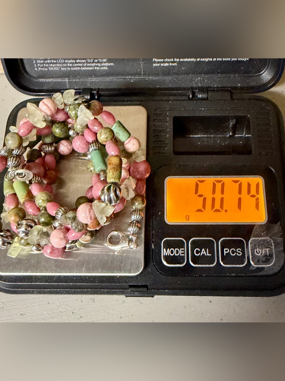 CAROLYN POLLACK Sterling Silver Pink Green Rhodonite Jasper Unakite Necklace - Picture 8 of 9